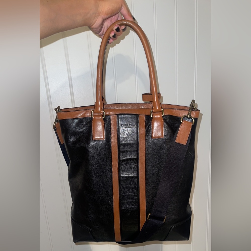 Black and brown Coach tote bag